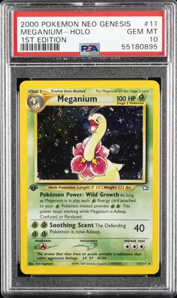 2000 POKEMON NEO GENESIS 1ST ED #11 MEGANIUM-HOLO PSA 10 - Image 1
