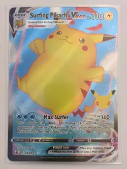 Surfing Pikachu Vmax V 009/025 Holo Rare Celebrations Pokemon Card - Image 1