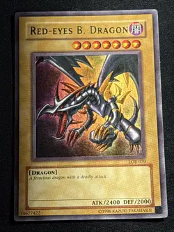 Red Eyes Black Dragon LOB-070 Original Print Ultra Rare Yu-Gi-Oh Card Played HP - Image 1