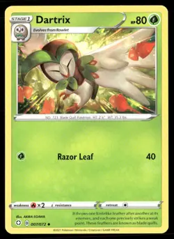 2021 Shining Fates Set Pokemon Card 007 Dartrix NM - Image 1