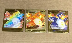 3-Pack CHARIZARD VMAX Gold Metal Card Collectible Gift Display Fan Art New - Image 1