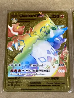 3-Pack CHARIZARD VMAX Gold Metal Card Collectible Gift Display Fan Art New - Image 2