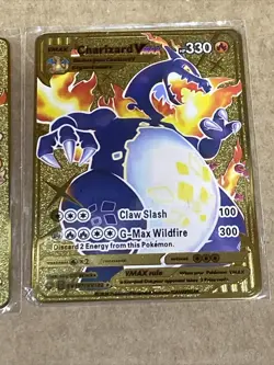 3-Pack CHARIZARD VMAX Gold Metal Card Collectible Gift Display Fan Art New - Image 4