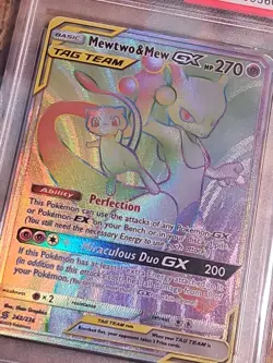 POKEMON UNIFIED MINDS MEWTWO & MEW GX #242 SECRET/HYPER RARE PSA 8 NM-MT #* - Image 2
