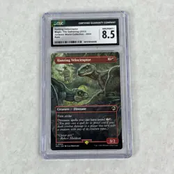 2023 Magic Hunting Velociraptor 004 Jurassic World Borderless Graded CGC 8.5 NM - Image 1