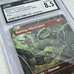 2023 Magic Hunting Velociraptor 004 Jurassic World Borderless Graded CGC 8.5 NM - Image 4