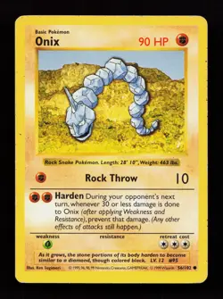 Onix 56/102 Common Base Set (Shadowless) Pokemon Card - Image 1