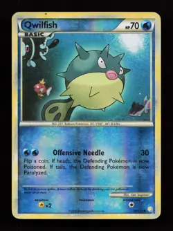 Qwilfish 50/123 Uncommon HeartGold SoulSilver Reverse Holo Pokemon Card - Image 1