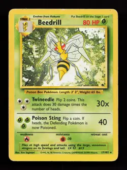 Beedrill 17/102 Rare Base Set Non Holo Pokemon Card - Image 1