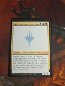 The Egotistical Velociraptor Unknown Event Playtest Card MTG Gencon 2025 Rare - Image 1