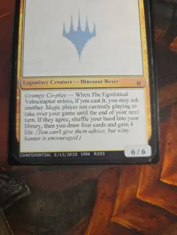 The Egotistical Velociraptor Unknown Event Playtest Card MTG Gencon 2025 Rare - Image 2