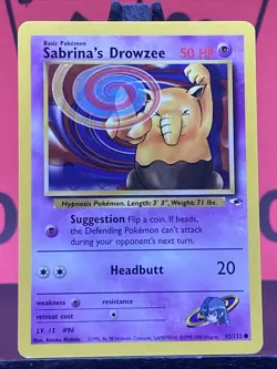 Sabrina's Drowzee 92/132 Gym Heros WOTC Pokemon TCG Regular Common 1999 LP - Image 3