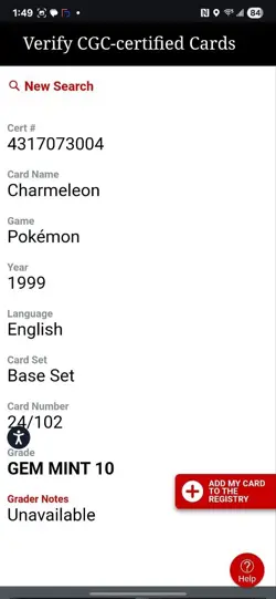 Pokemon 1999 CGC Gem Mint 10 Charmeleon - 24/102 Base Set - Image 5
