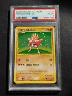 2009 Pokemon Hitmonchan 129/127 Holo Secret Rare Platinum PSA 2 GOOD Swirl POP 1 - Image 1