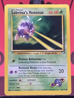 Sabrina's Venonat 96/132 Gym Heroes WOTC Pokemon TCG Regular Common 1999 LP - Image 3