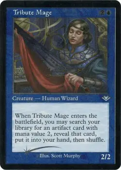 Tribute Mage (Retro Frame) (Foil Etched) -Foil Light Play MTG - Image 1