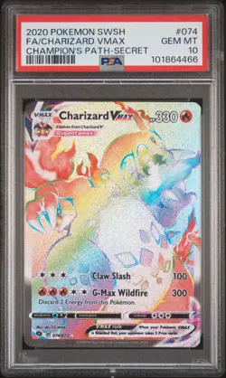 PSA 10 GEM MINT Charizard VMAX 074/073 Champion's Path 2020 Pokemon Card - Image 1