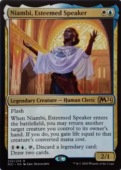 222/274 NIAMBI, ESTEEMED SPEAKER RARE CORE SET 2021 MTG CARD - Image 1