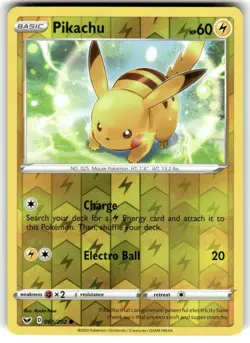 Pikachu 065/202 Common Reverse Holo Sword & Shield Pokemon Card 2020 NM - Image 1