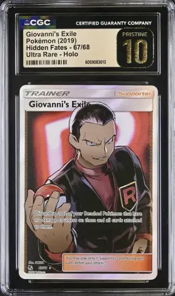CGC 10 PRISTINE Giovanni's Exile Hidden Fates 67/68 Ultra Rare Pokemon Card psa - Image 1