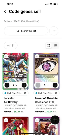 Union Arena Card Lot Code Geass $95 value asking $75 - Image 2