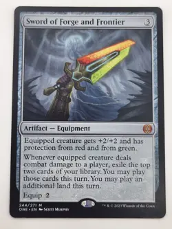 SWORD OF FORGE AND FRONTIER 1x Rare Magic Phyrexia All Will Be One MTG LP - Image 1