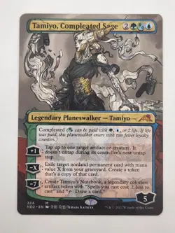 MTG Tamiyo, Compleated Sage *BORDERLESS* Kamigawa: Neon Dynasty 306 NM Mythic - Image 1