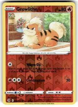 Reverse Holo Growlithe 032/264 Common Fusion Strike Pokemon TCG NM - Image 1