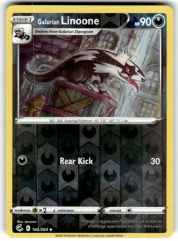 GALARIAN LINOONE 160/264 FUSION STRIKE POKEMON (REVERSE HOLO, NM) - Image 1