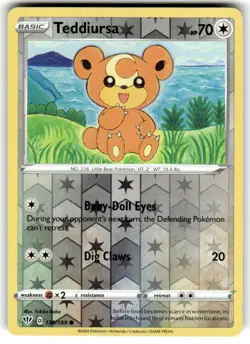 Reverse Holo Teddiursa 138/189 Common Darkness Ablaze Pokemon TCG NM - Image 1