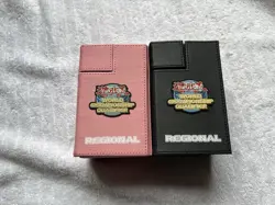 Yugioh WCQ World Championship Qualifier Deck Box Lot of 2 Pink & Black TCG Used - Image 1