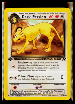 Dark Persian 42/82 1st Edition - Team Rocket - Pokemon Card - MP! - Image 1