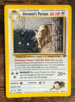 Pokemon Card Giovanni's Persian 8/132 Holo Rare Gym Challenge WOTC - Near Mint - Image 1