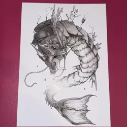 Monster Art of Gyarados from Pokemon Hand Drawing on Card - Image 1