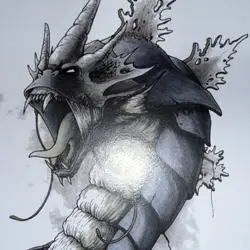 Monster Art Gyarados from Pokemon Hand Coloured Drawing on Card - Image 2