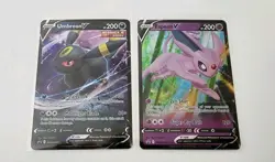 Pokemon Card TCG Umbreon V #SWSH203 & Espeon V #SWSH201 Black Star Promo Mint - Image 1