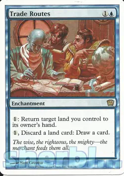 MTG Magic the Gathering TCG 9th Ninth Edition Trade Route Enchantment Blue 108 - Image 1