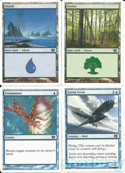 MTG Magic the Gathering TCG 8th Edition Unsummon Storm Crow Forest & Island - Image 1