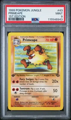 1999 POKEMON JUNGLE 1ST EDITION #43 PRIMEAPE PSA 9 - Image 1
