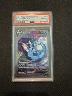 2021 Pokemon Sword & Shield Korean Eevee Heroes #075 Vaporeon V Alt Art PSA 10 - Image 1