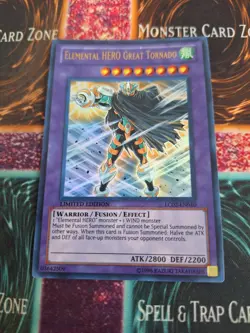Yugioh Elemental HERO Great Tornado LC02-EN010 Ultra Rare Limited Near Mint - Image 1