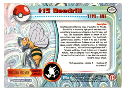 BEEDRILL - # 15 - TOPPS SERIES 1 - BLUE LOGO - Pokemon Card - Image 2