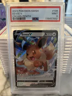 Pokemon TCG Crown Zenith Eevee v Ultra Rare Holo Card 108/159 PSA 9 - Image 1
