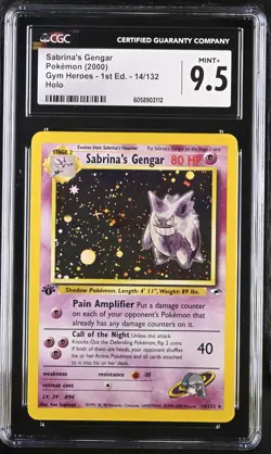 CGC 9.5 Sabrina's Gengar Gym Heroes 1st Edition 14/132 Holo Pokemon Card - Image 1