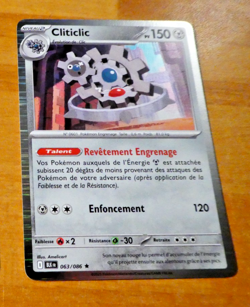 POKEMON FOUDRE NOIRE CARD HOLO CARTE CLITICLIC 063/086 BLK EV10.5 FR NM 2025 - Image 1