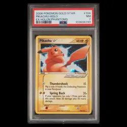 2006 Pokemon Pikachu Gold Star EX Holon Phantom Holo Card 104/110 PSA 7 - Image 1