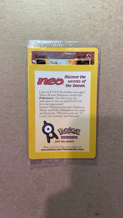 Entei #34 Reverse Holo - 2001 Pokemon Neo Discovery Black Star Promo SEALED - Image 1