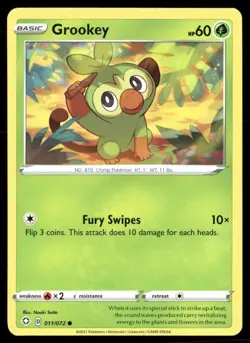 2021 Shining Fates Set Pokemon Card 011 Grookey NM - Image 1