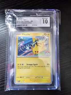 Pokemon Pikachu #190 (World's Stamp 2024) Black Star Promo - CGC 10 - Image 1