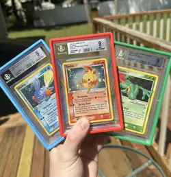 2004 Pokemon Torchic Mudkip and Treecko Gold Star BGS 9 TRIO SWIRLS MINT - Image 1